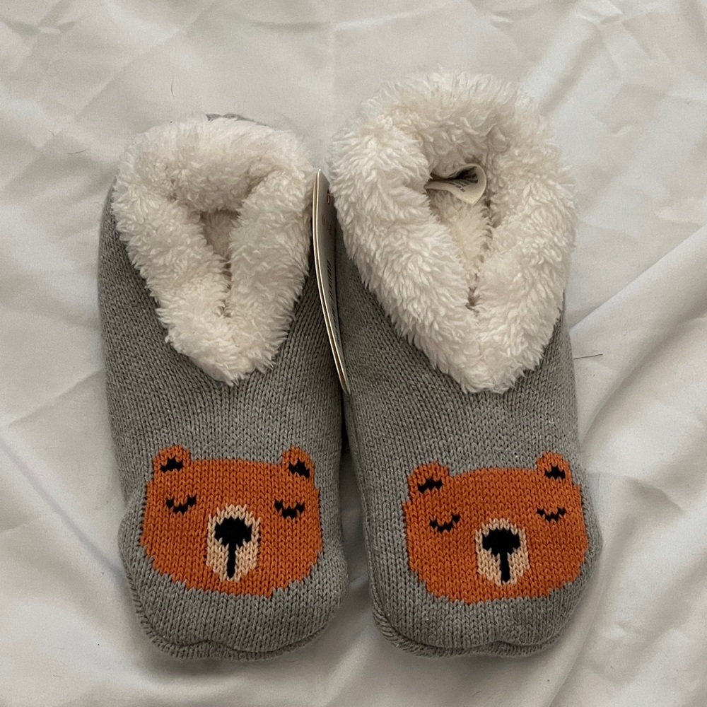 Gymboree Gray and Brown Bear Slippers